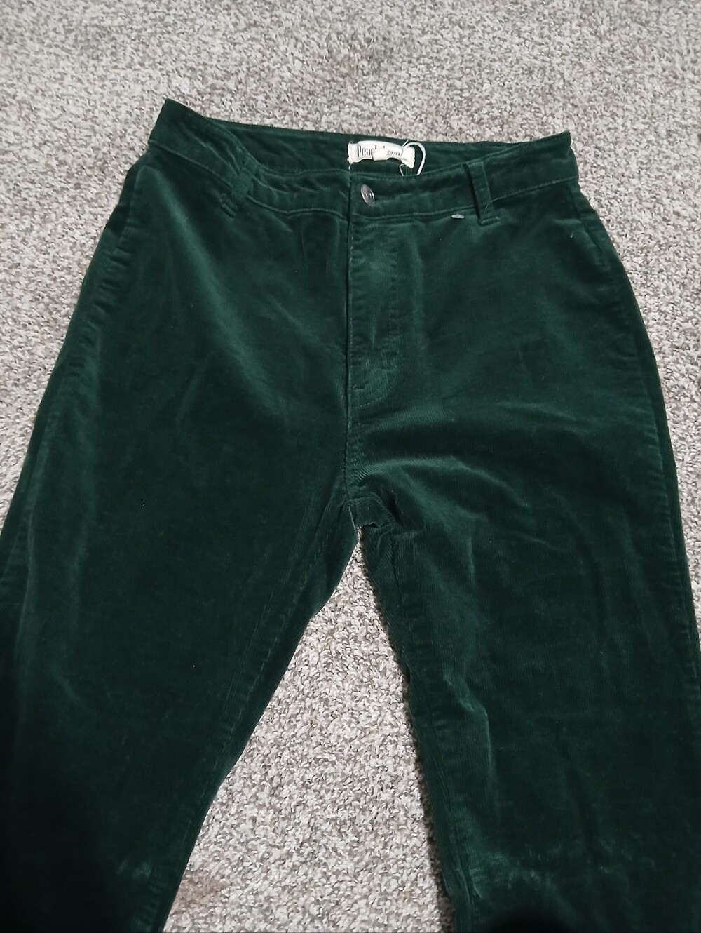 Dark Green Velvet Flared Women's Jeans Size M - Picture 4 of 11